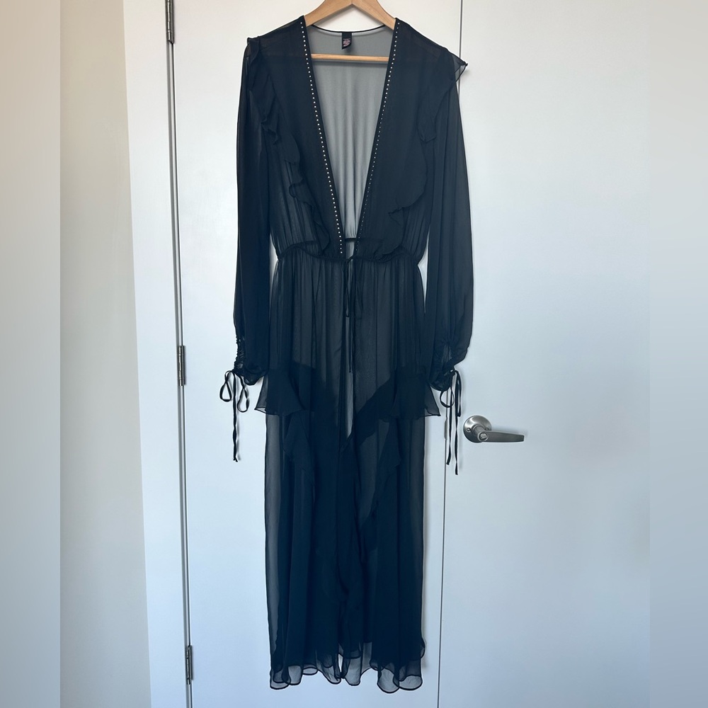 Victoria’s Secret Sheer Black Ruffle Robe - Picture 2 of 10